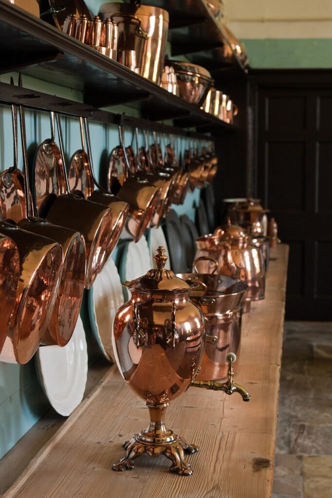 copper utensils.